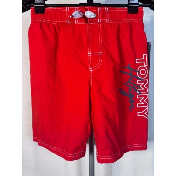 NWT Tommy Hilfiger Boys Tommy Red swim trunks mesh lining UPF 50 Size‎ 10/12 - Picture 1 of 9